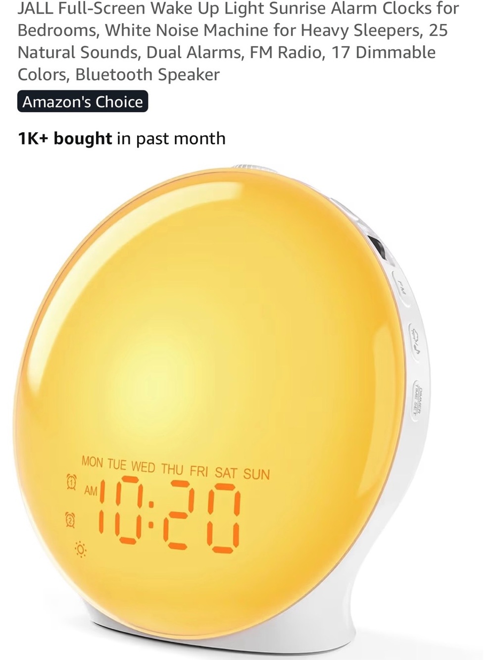 Round White Wake-Up Light Alarm Clock